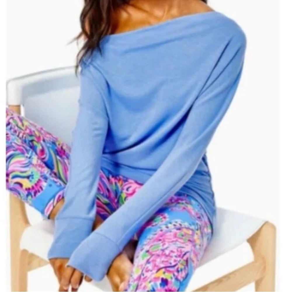 Lilly Pulitzer Light Blue Off-the-Shoulder Sweater